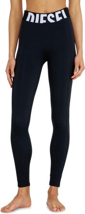 Diesel Microfibre leggings with cut-off logo - Pants - Woman - Black
