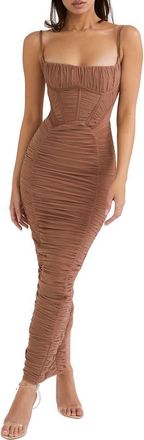 House of CB Lilian Sleeveless Corset Body-Con Dress in Mocha at Nordstrom, Size X-Small A