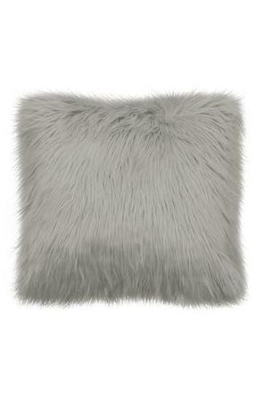 French Connection Sheepskin Faux Fur Accent Pillow in Light Grey at Nordstrom Rack