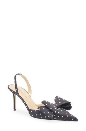 Mach & Mach Le Cadeau Bow Polka Dot Slingback Pump in Black/White at Nordstrom Rack, Size 7.5Us / 37.5Eu