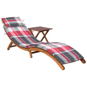 vidaXL Vidaxl - Tumbona De Jard&iacute;n Con Mesa Y Coj&iacute;n Madera Maciza De Acacia