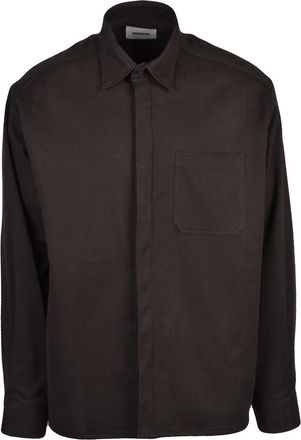 Dressism. Brown Heavy Canvas Stretch Cotton Oversized Shirt