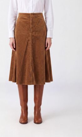 Polo Ralph Lauren High-Waisted Velvet A-Line Midi Skirt