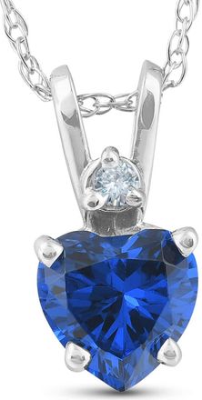 Pompeii3 14k White, Yellow, or Rose Gold Diamond & Blue Sapphire Heart Pendant Necklace