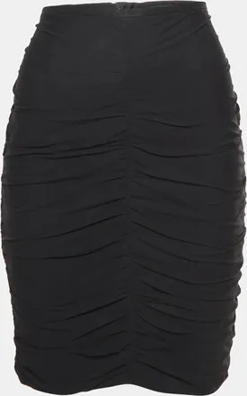 Armani Black Silk Ruched Mini Skirt
