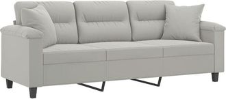 vidaXL Vidaxl - Sof&aacute; De 3 Plazas Con Cojines Tela Microfibra Gris Claro 180 Cm