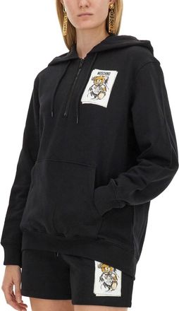 Moschino Logo-Print Cotton Sweatshirt - Black
