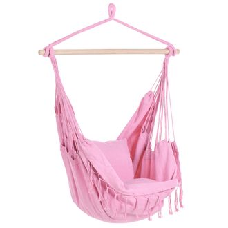 Beliani Beliani - Silla Colgante De Algod&oacute;n Rosa Columpio Hamaca Boho Interior Exterior Bonea