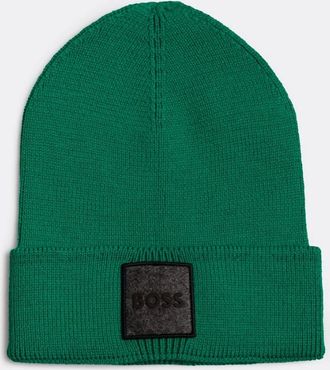 HUGO BOSS Mens BOSS Orange Foxxy Mens Beanie - Dark Green 303 - Size: ONE size