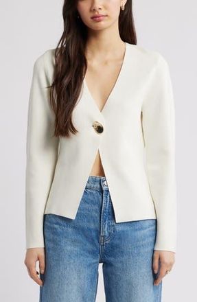 Open Edit Structured One-Button Cardigan in Ivory at Nordstrom Rack, Size Xx-Small