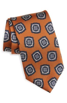 Jack Victor Charest Medallion Silk Tie in Terracotta at Nordstrom