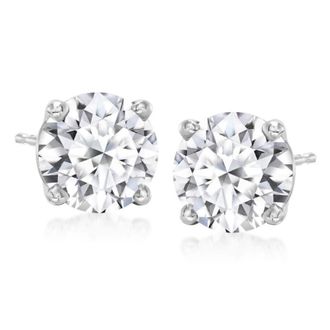 Grown Brilliance 3.50 Carat Round Cut Lab Grown Diamond Stud Earrings in 14K White Gold, H Color, VSI Clarity, Gift Box Included