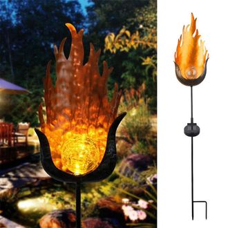 OEM L&aacute;mpara Led Solar Con Forma De Llama, De Metal, Para Jard&iacute;n, Impermeable, Iluminaci&oacute;n Exterior, Llama N.&ordm; 2