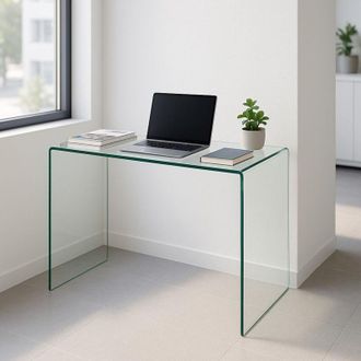 Dmora Consola Cavedine, Espejo Incluido, Estantes, 100x33x50h Cm Transparente