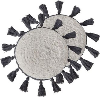 Beliani Set of 2 Decorative Cushions THISTLE Cotton 40 x 40 cm Off-White