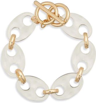 Nordstrom Chunky Resin Mariner Link Bracelet in Clear- Gold at Nordstrom