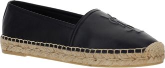 Saint Laurent Womens Lambskin Espadrilles Nero Flat Shoes