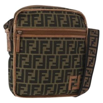 Fendi Pre-owned Cross Body Bags, female, Brown, Size: ONE SIZE Pre-owned Zucca Canvas Shoulder Bag