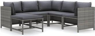 vidaXL Set De Muebles De Jard&iacute;n 6 Pzas Y Cojines Rat&aacute;n Sint&eacute;tico Gris Vidaxl