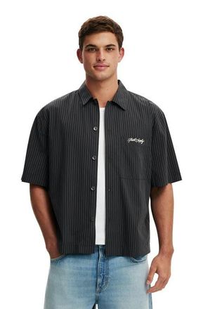 Cotton On Mens Ventura Short Sleeve Shirt in Black Stripe Emb at Nordstrom, Size Xx-Large