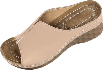 Generic Womens Open Toe Slide Sandals Platform Summer Slippers Casual Comfortable Beach Shoes with Soft Sole Non Slip Rubber Outsole Wedge Heel Shoes with Arc