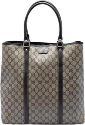 Gucci Pre-owned Canvas Tote Bag - Dames - Vintage Shopper - Bruin - ONE Size - Leer - Vintage