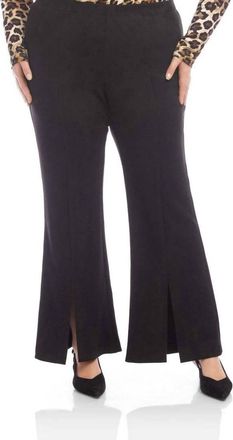 Karen Kane Faux Suede Front Slit Pants - Plus In Black