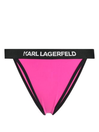 Karl Lagerfeld logo-waistband bikini bottoms - women - Polyamide - L - Pink