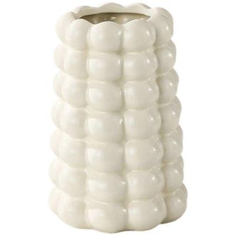 OEM Vaso Decorativo In Ceramica Con Bolle, Vaso Da Fiori Moderno E Unico Per Soggiorno, Ufficio O Ingresso, Bianco Crema -crezuo