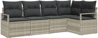 vidaXL Vidaxl - Garden Sofa Set with Cushion with Storage 5 pcs Black, Cream