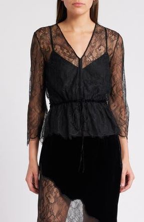 Frame Denim Lace Peplum Top in Black at Nordstrom Rack, Size Xx-Small