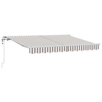 vidaXL Toldo Retr&aacute;ctil Gris Claro Y Blanco. 4 X 3 M Tela Y Aluminio Vidaxl