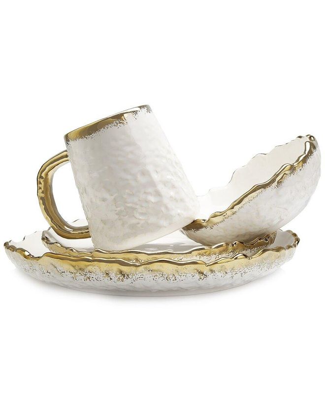 SpeckLED Gold Design Dinner Set Set Of 4