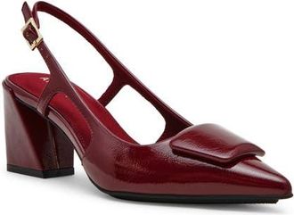 Anne Klein Renatta Slingback Pointed Toe Pump in Bordeaux Crinkle at Nordstrom, Size 9.5