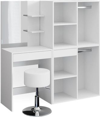 Vicco Tocador Isabelle, Blanco, 60 cm con taburete y armario