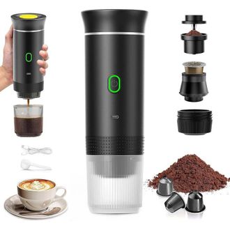 OEM Cafetera Port&aacute;til De Viaje Crezuo, Cafetera Port&aacute;til 3 En 1 De Calentamiento R&aacute;pido, 12 V, Calentamiento Autom&aacute;tico En 4-6 Minutos, C&aacute;psulas Grandes, 