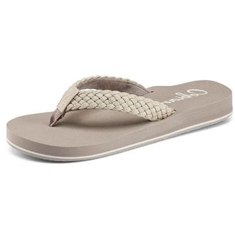Cobian Womens Summer Active Comfort Thick Top Sole Thong Braided Bounce Flip-Flops, Cream, 3 UK