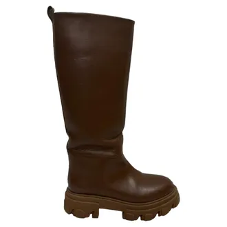Gia Couture Gia X Pernille Tubular Combat Boots in Brown Leather