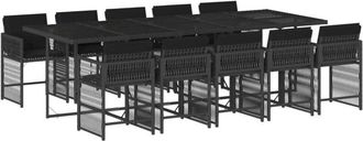 vidaXL Set De Comedor Jard&iacute;n 11 Pzas Con Cojines Rat&aacute;n Sint&eacute;tico Negro Vidaxl