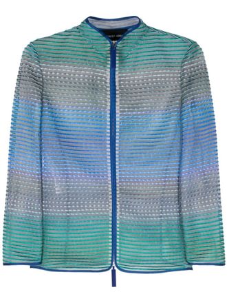 Giorgio Armani striped contrast-trim jacket - Blue