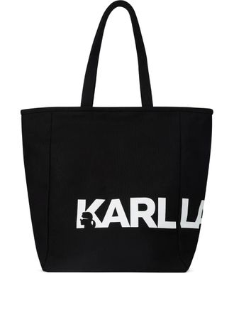 Karl Lagerfeld logo-print tote bag - women - Recycled Cotton/Cotton - OS - Black