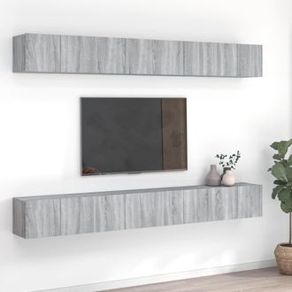 vidaXL Vidaxl - Muebles Tv 8 Uds Madera Contrachapada Gris Sonoma 60x30x30 Cm