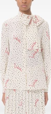 Valentino Plus de Pois Printed Silk Shirt - Beige