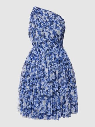 Lace & Beads Knielanges Cocktailkleid mit One-Shoulder-Tr&auml;ger in Marine, Gr&ouml;&szlig;e S