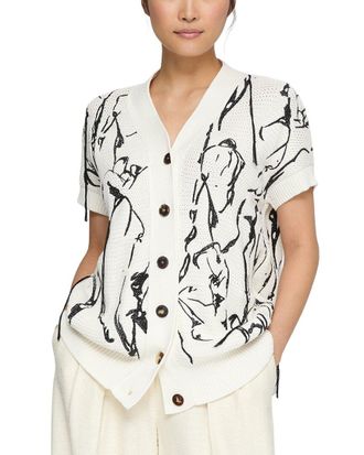 Lafayette 148 New York Embroidered Button Front Silk-Blend Vest
