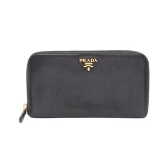 Prada Pre-owned Wallets, female, Black, Size: ONE SIZE Pre-owned Cervo Antic MET Leather Long Wallet