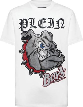 Philipp Plein T-Shirt Ronde Hals Bulldogs - Heren - T-shirts - Wit - 3XL - Katoen - Tops