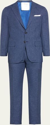 Kiton Mens Mini-Houndstooth Wool Suit