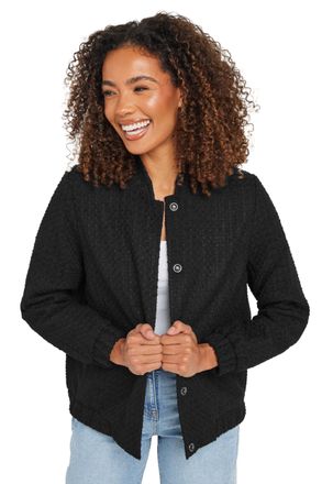 M&Co Womens Boucle Bomber Jacket - Womens Black