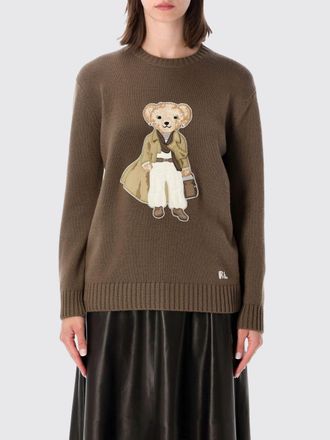 Ralph Lauren Pullover girocollo in cashmere con stampa Teddy Bear a contrasto
